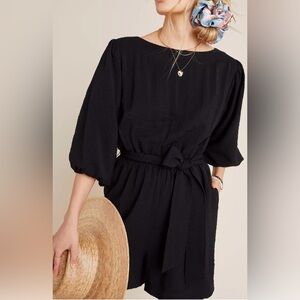 NEW Anthropologie Francesca Balloon Sleeve Shorts Romper size S M